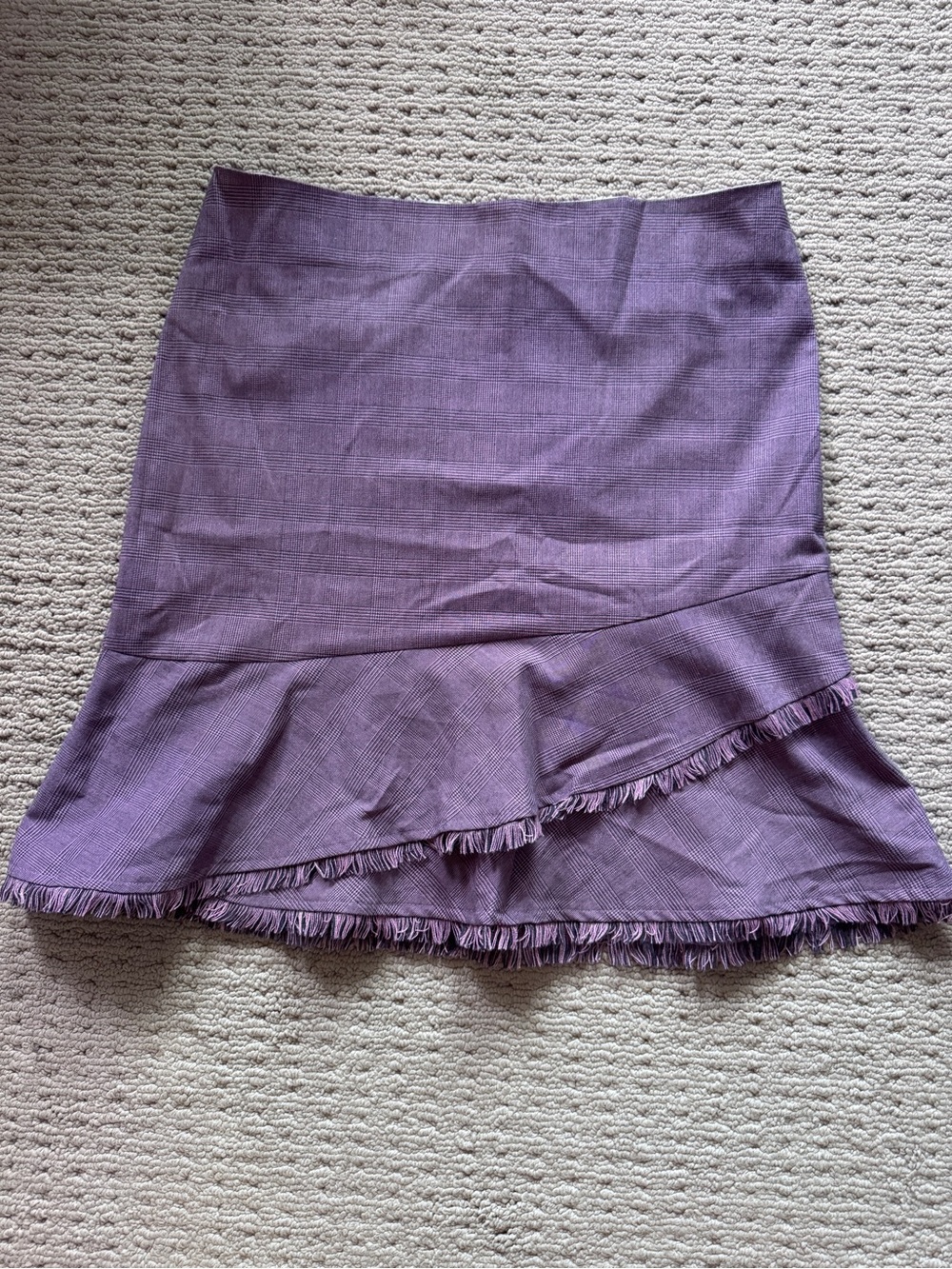 Necessary Objects Purple Plaid Fringe Hem Skirt Size 8 Y2